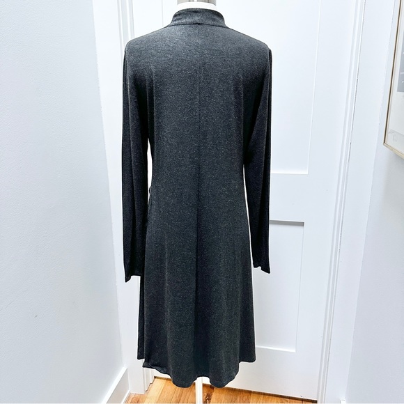 EILEEN FISHER High Back Long Sleeve V-Neck Knee Length Dress - Picture 5 of 10